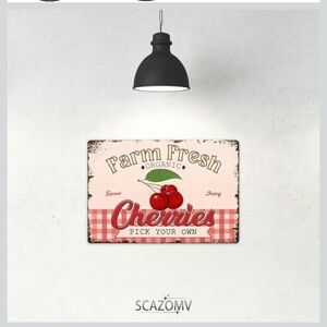 New Wall Tag Plate decoration Farm Fresh Organic Cherries